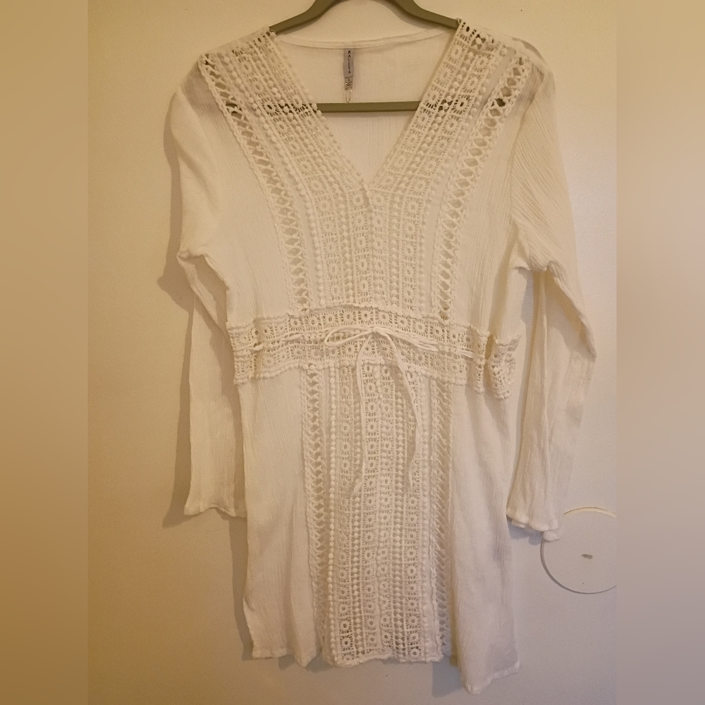 Raviya Women's Ivory Textured Cover Up‎ Sz L